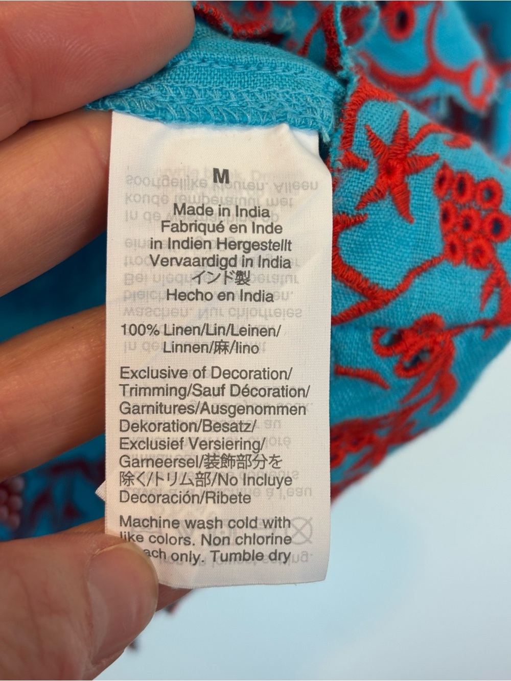 J. Crew Turquoise Tunic with Red Floral Embroidery - Picture 4 of 5